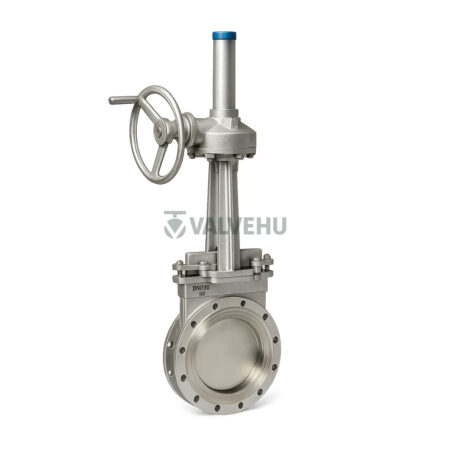 Bevel Gear Knife Gate Valve Flanged WCB PTFE Seat