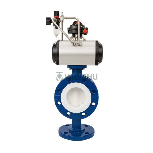 PTFE Lined Flanged Butterfly Valve D341 F46 PN10 Cast Iron Gear Operated - Image 2