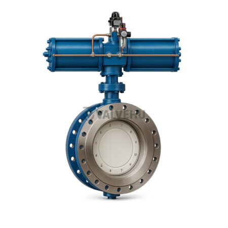 Pneumatic Single Acting Triple Offset Butterfly Valve D643W PN10 PN16 PN25 Cast Steel